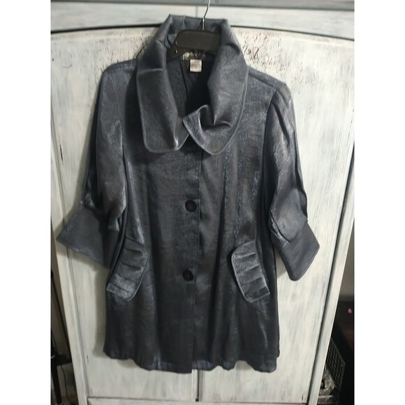 Damee Ruffled 3/4 Sleeve Jacket Blue Boho Vintage Y2K Classy Blue Medium - Picture 1 of 10